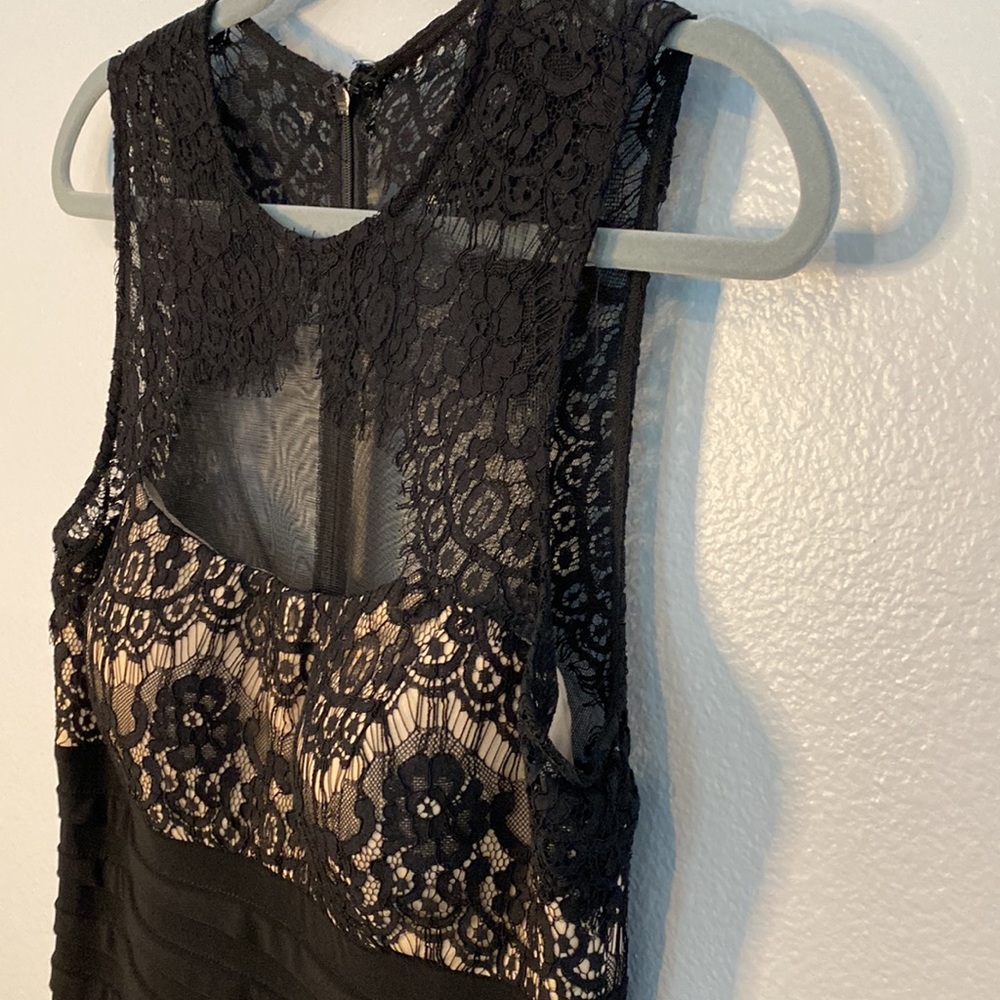 Betsy & Adam black lace mesh textured cocktail dress little black dress size 10 - Picture 6 of 12